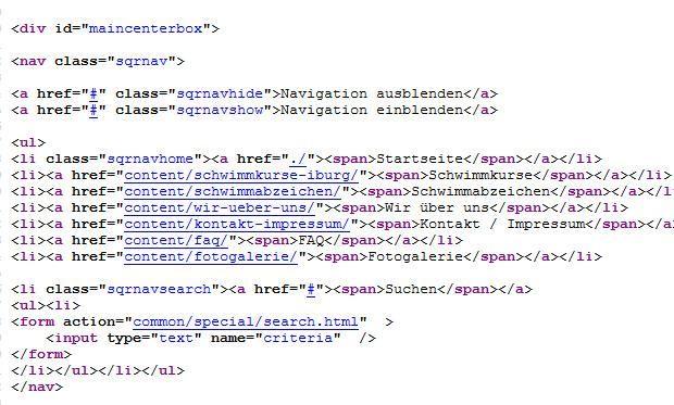 HTML-Code für Internetseite
